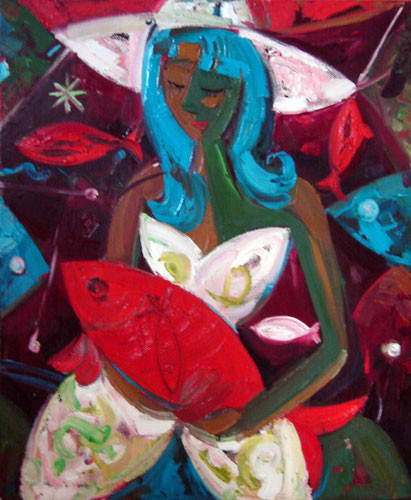 “Girl with red fish” ::: Vugar Ali