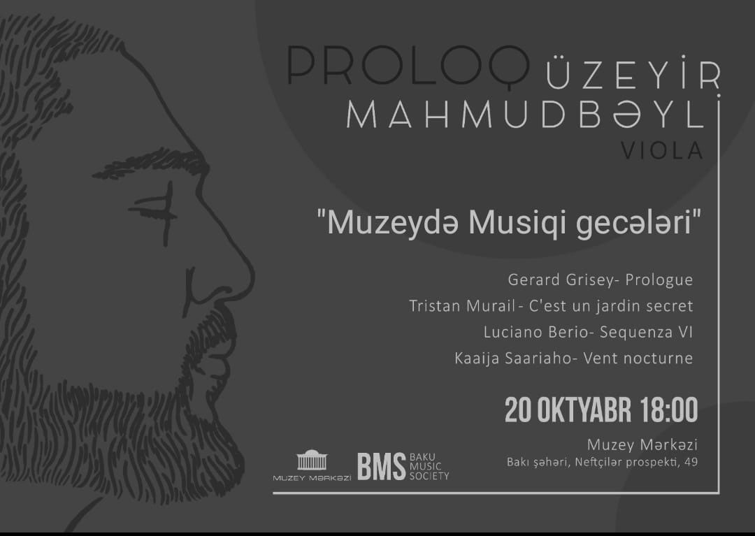 “Muzeydə musiqi gecələri” çərçivəsində Üzeyir Mahmudbəylinin konserti (viola)
